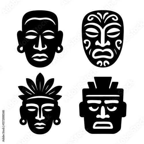 Tribal Mask Silhouettes 