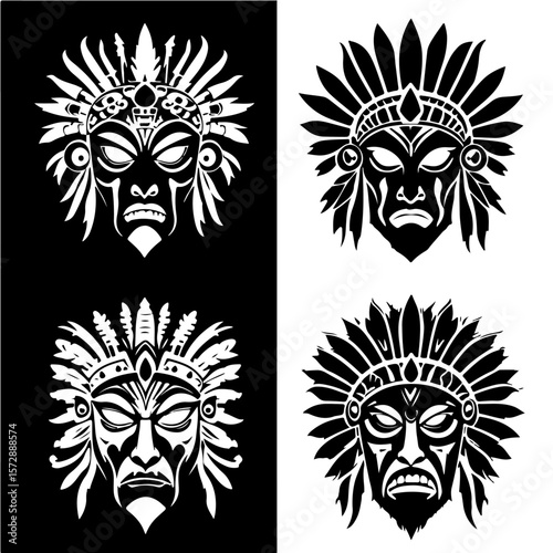 Tribal Mask Silhouettes 