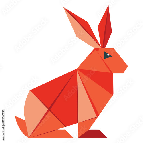 Elegant Origami Rabbit Crafted in Minimalist Paper Art Style
