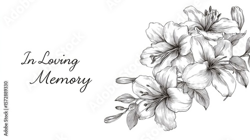 condolence card with flowers in loving memory illustration