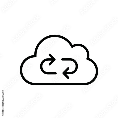 Cloud storage icon with arrows indicating synchronization process  