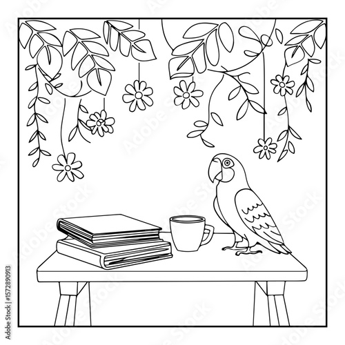 vector illustration of a space coloring page isolated