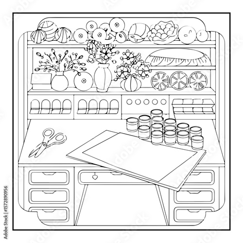 vector illustration of a space coloring page isolated