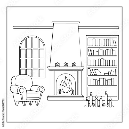 vector illustration of a space coloring page isolated