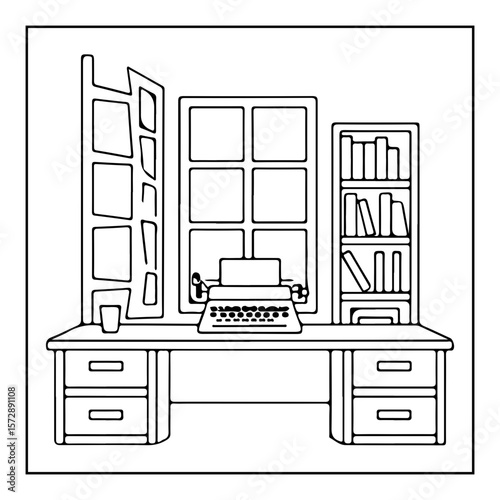 vector illustration of a space coloring page isolated
