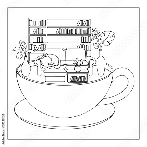 vector illustration of a space coloring page isolated