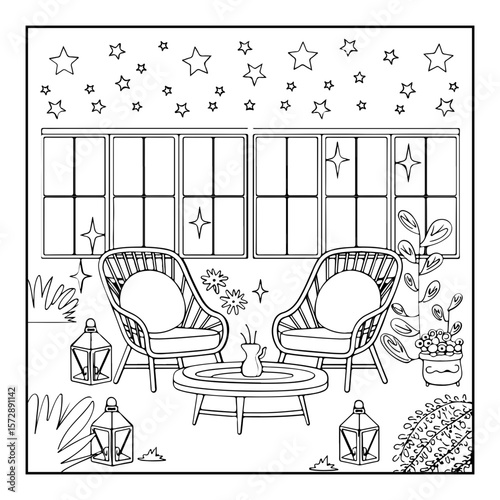 vector illustration of a space coloring page isolated