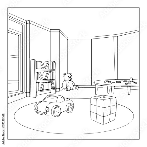 vector illustration of a space coloring page isolated