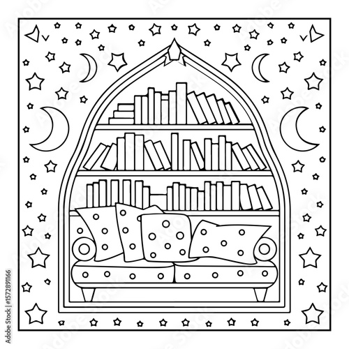 vector illustration of a space coloring page isolated