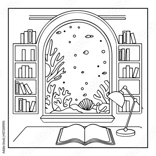 vector illustration of a space coloring page isolated