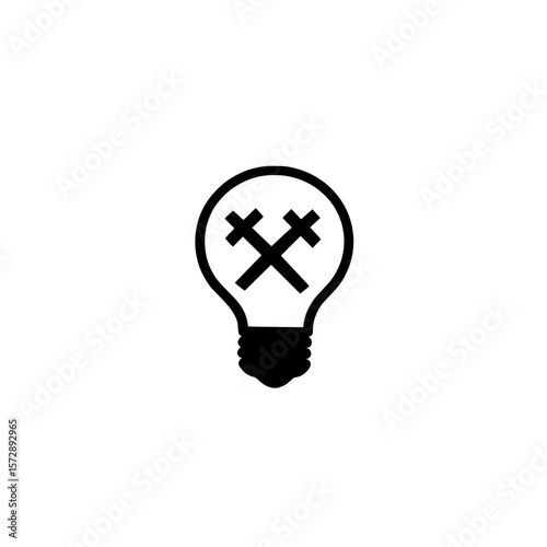 Light bulb with cross sign symbolizing wrong idea prohibition error and rejected concept vector

