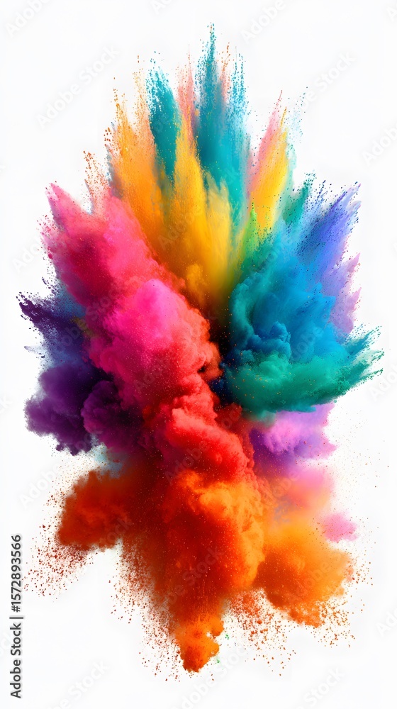 Fototapeta premium Bright rainbow burst in powder form, isolated for party visuals