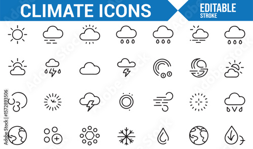 Weather Symbols for Temperature, Sun, Rain, and Storm Forecasting