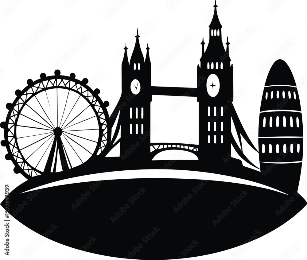 Fototapeta premium Monuments of Uk Silhouette