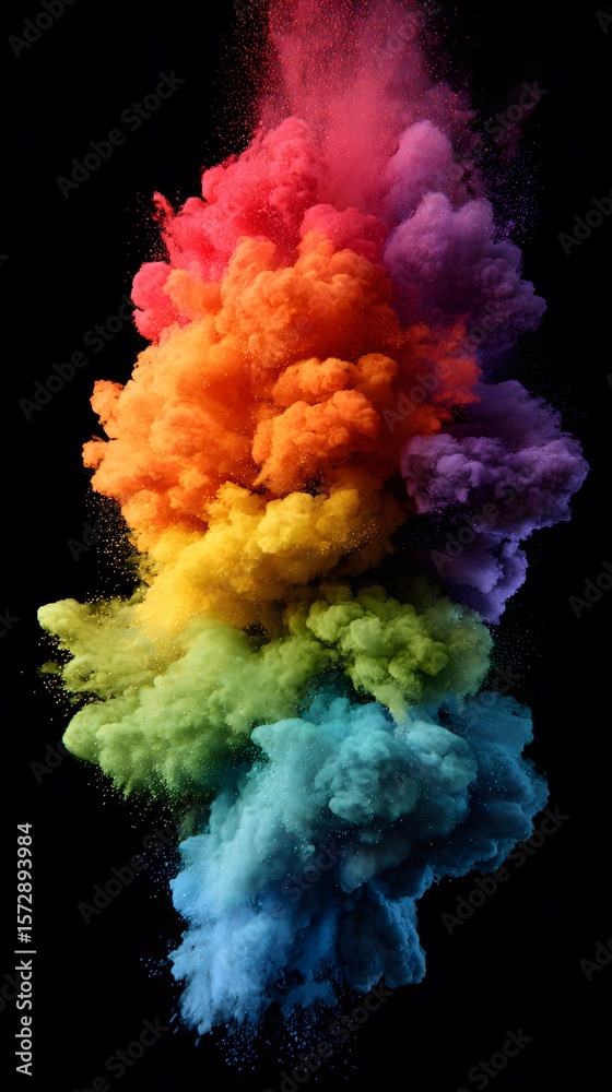 Fototapeta premium Rainbow powder cloud, colorful and isolated, perfect for pride and color runs