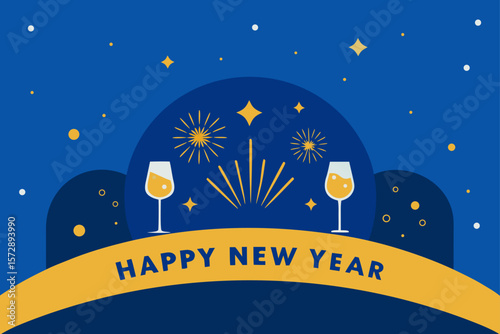 new year greeting card with snowflakes