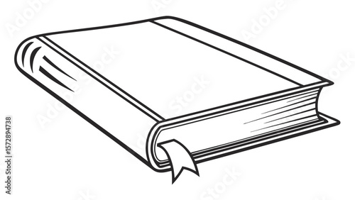 Minimalist Line Drawing of a Closed Book with Bookmark