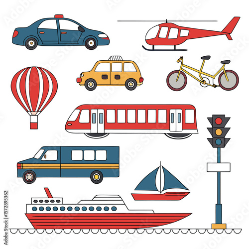 Transportation Icons Cars, Trains, Boats & More