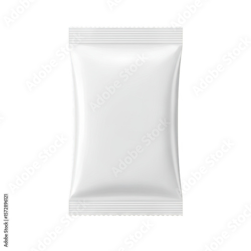 White blank sachet mockup isolated on transparent background. for sugar, salt, pepper, or other seasoning packaging use.