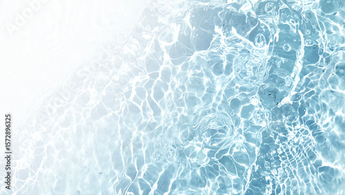 Transparent surface texture with splashes and bubbles. Abstract nature background. Cosmetic moisturizer water green.	
