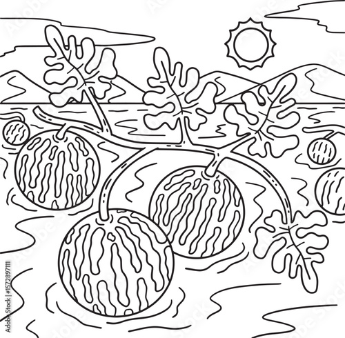 Desert Colocynth Fruit Coloring Page for Kids 