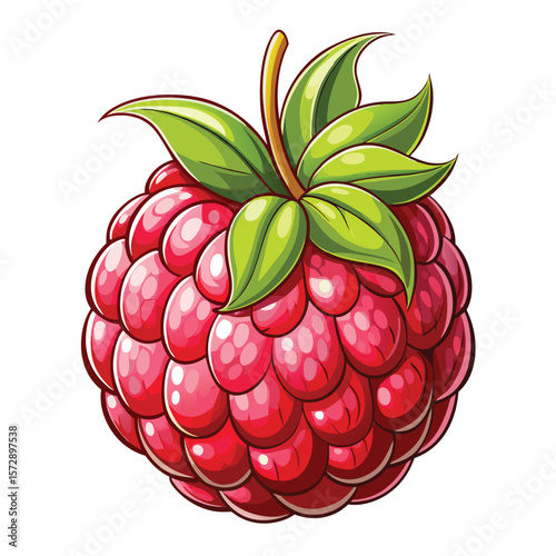 Vibrant Raspberry with Leaves