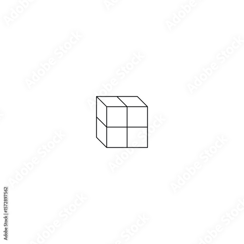 Minimal 3D Cube Icon, Geometric Vector Symbol