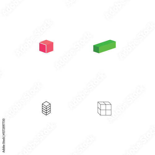 Minimal 3D Cube Icon, Geometric Vector Symbol