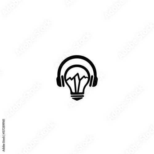 light bulb icon with headphones