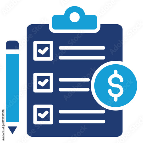 Budget Planning Flat Blue Icon