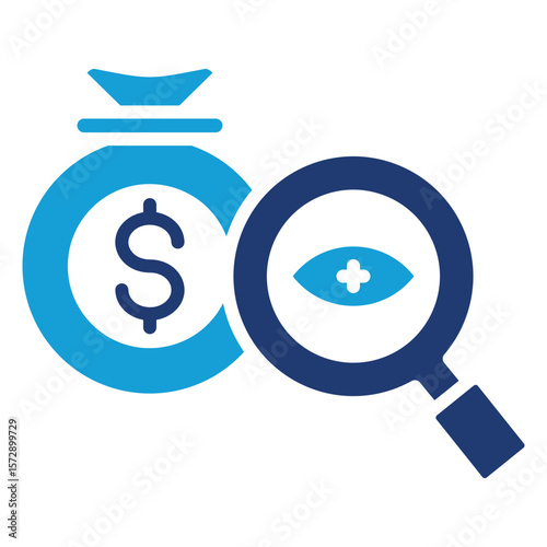 Financial Oversight Flat Blue Icon