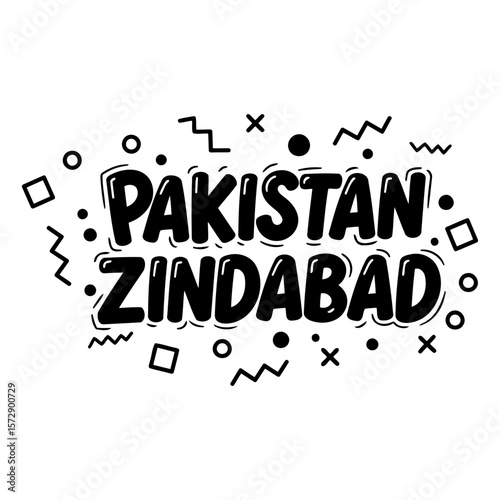 Pakistan Zindabad typography graphic design with no people or objects. Stylish graphic design with bold lettering in a trendy, modern style for a social media post.