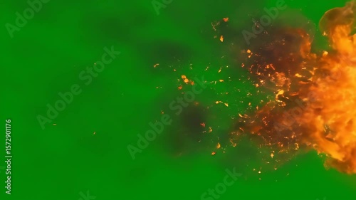 Fireball wipe transition 002, two speeds, HD 30p, green screen for transparent background.special effects, movie productions, and creating realistic light rays animations.