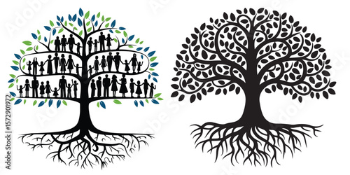 black vector family tree silhouette 