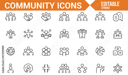 Icons of Social Interaction, Collaboration, and Teamwork for Community and Support Networks