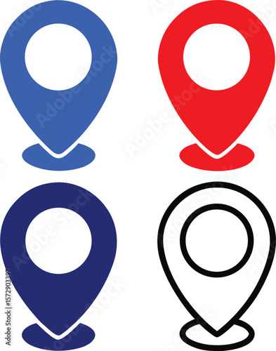 Blue red dark blue black location pins marker navigation