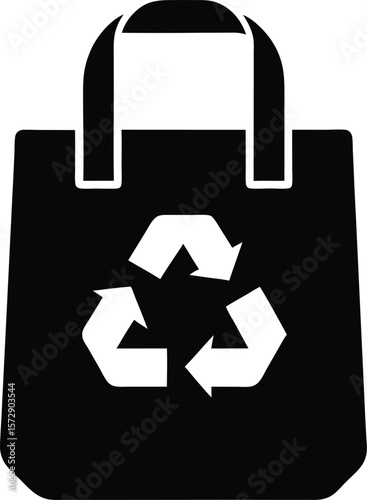 recyclable bag icon vector silhouette on transparent background
