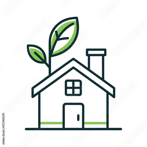 Eco-Friendly Home with Green Leaves - Sustainable Living Concept