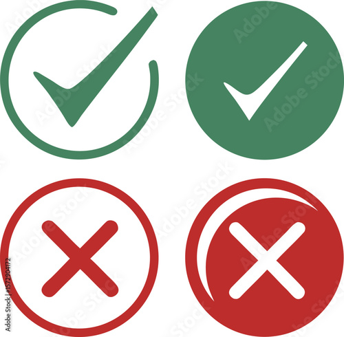 Green checkmarks and red crosses vector illustration