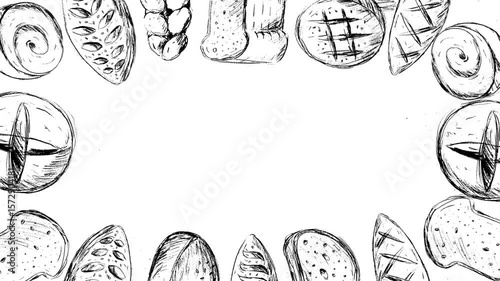 background frame animated food variety bread
