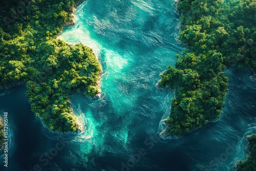 Lush islands and turquoise waters.