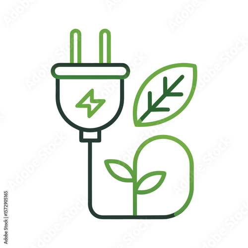 Eco-Friendly Energy Plug and Plant Symbol