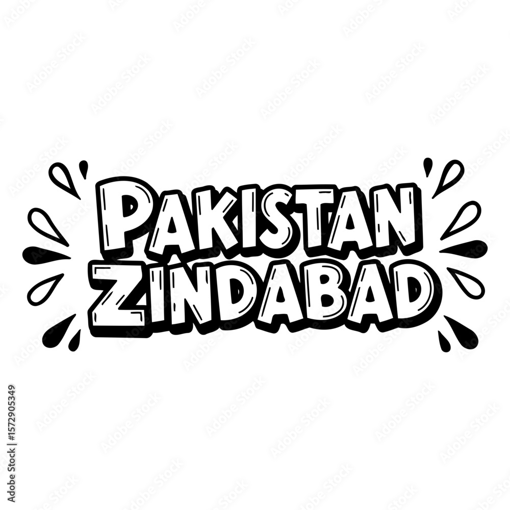 Obraz premium Pakistan Zindabad slogan in bold, stylized font with decorative elements