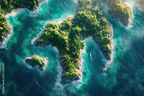 Tropical archipelago islands with turquoise waters.