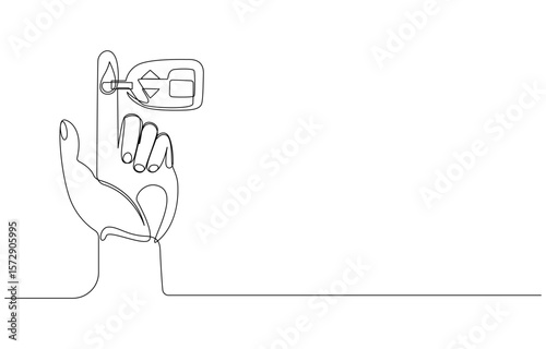 Continuous Line Art Blood Glucose Meter with EKG Wave, Glucose Monitoring Tools Line Art, Diabetes Medical Device One Line Drawing, Continuous Line Drawing of Blood Glucose Meter and Lancet