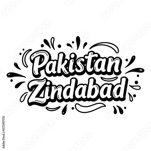 Pakistan Zindabad inspirational graphic design. Motivational text with stylized lettering. Pakistani nationalist display text. General use -