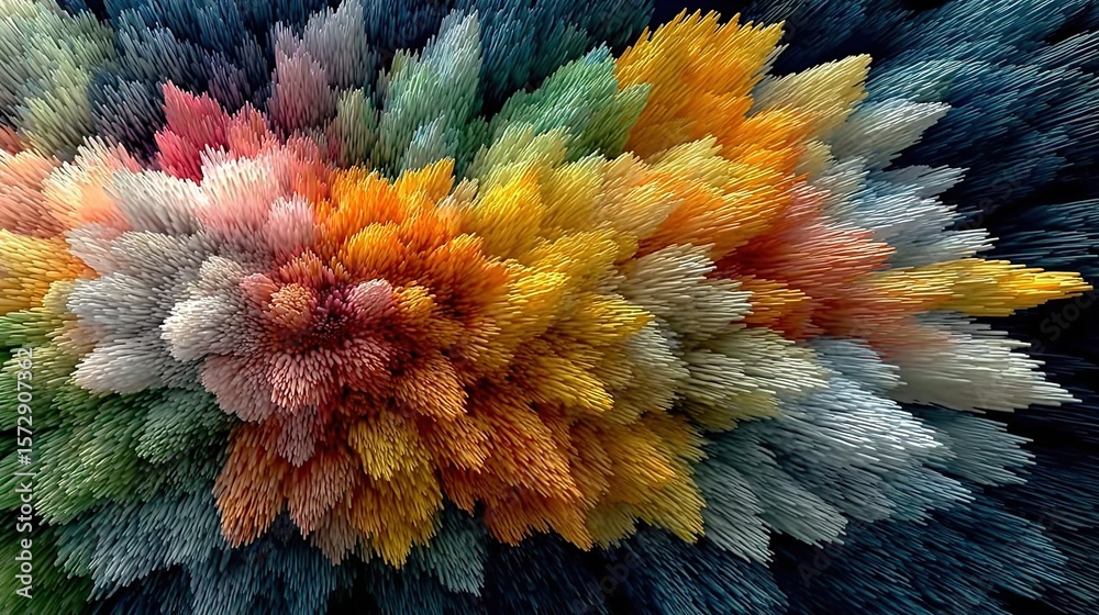 Obraz premium Abstract Colorful Flower Explosion, Vibrant Petals, Hyper-Detailed Realism, Super Resolution HD Quality