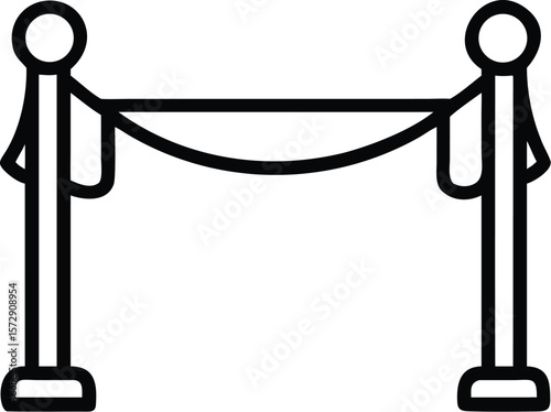 Vector art of a simple line drawing of a velvet rope barrier