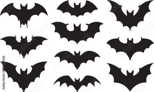 Bats Silhouette Illustration on White Background 