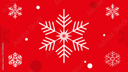 Red Christmas background with snowflake vector design for winter holiday decoration